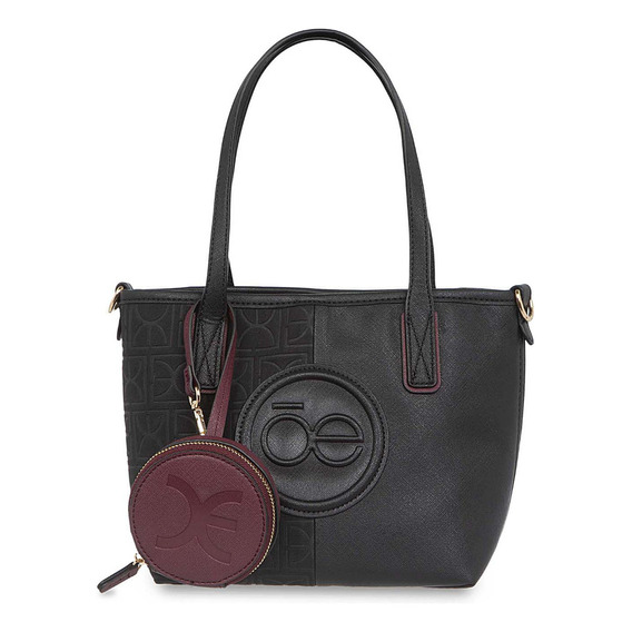 Bolsa Cloe Para Mujer Tote Vegano Con Monedero Removible Color Negro