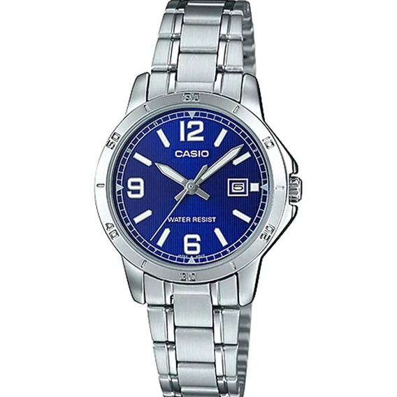 Reloj Casio Ltpv004 2b Mujer Fondo Azul Fechador 