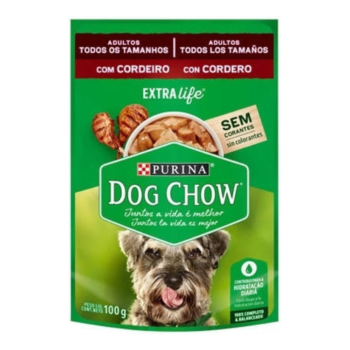 Alimento Dog Chow Salud Visible Sin Colorantes para perro adulto todos los tamaños sabor cordero en sobre de 100g