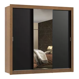 Ropero Madesa 1093d81e Color Rustic/negro De Mdp Con 3 Puertas  Corredizas