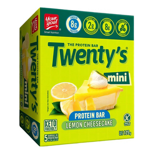 Box 5 Barras Mini Twentys 8g - Your Goal Sabor Lemon Cheesecake