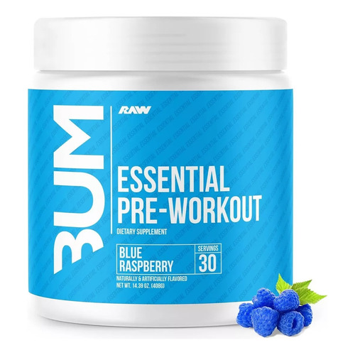 Pre Entreno Cbum Essential Pwo Raw Nutrition 30 Servicios Sabor Blue Raspberry