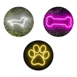 Trio Luminárias Neon Led Kit Petshop 3 Instagramavel Bivolt