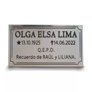 Placa Recordatoria Para Cementerio, Lapidas, 20x10 Aluminio.