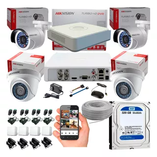 Camaras De Seguridad  Kit Dvr 4c + 4 Cám +disco Duro 