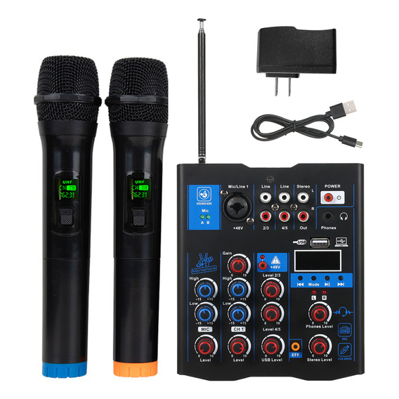 Mezcladora De Audio Profesional C/2 Micrófonos Inalámbricos