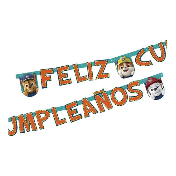 Guirnalda Feliz Cumpleaños Paw Patrol Cotillón Activarte