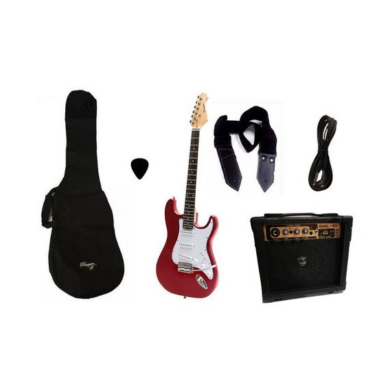 Combo Guitarra Electrica Parquer Roja Amplificador 10w Funda