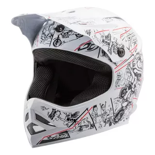 Capacete Infantil Protork Cartoon Branco Vermelho