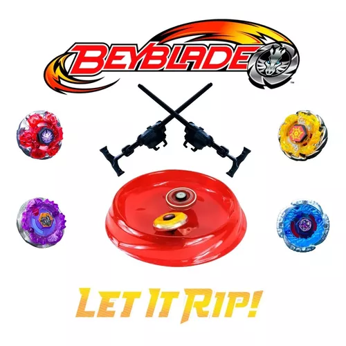 Kit 4 Beyblade Metal + 2 Lançador + Arena Batalha