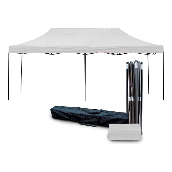 Gazebo Plegable Reforzado Toldo Carpa 6x3m Blanco