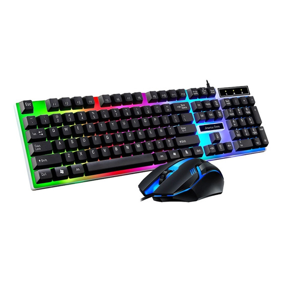 Combo Gamer / Teclado Y Mouse Con Luces Led Multicolor / Usb