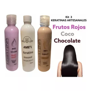 Kit 3 Keratinas Artesanales Frutos Rojos Chocolate Y Coco!!!