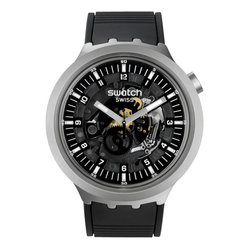 Reloj Swatch Sb07s105 Dark Irony Color de la malla Negro Color del bisel Gris Color del fondo Negro