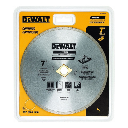 Disco De Corte Diamante Ceramica 7 '' Dewalt Dw47701hp