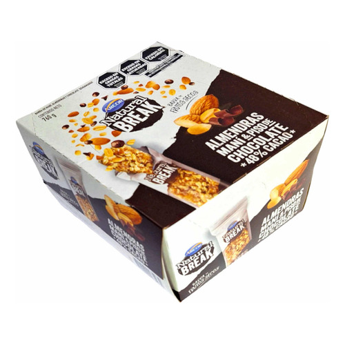 Arcor Natural Break barras de cereal almendras maní y chocolate caja 20 unidades