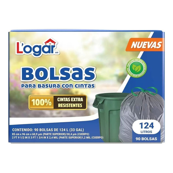 Bolsas basura Logar con cintas 90 bolsas de 124L