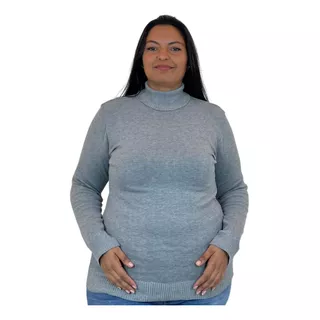 Blusa Gola Alta Feminina Cacharrel Plus Size Inverno Tricot