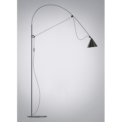 Lampara De Pie Led Garza Negra Curva Moderna Diseño Gmg