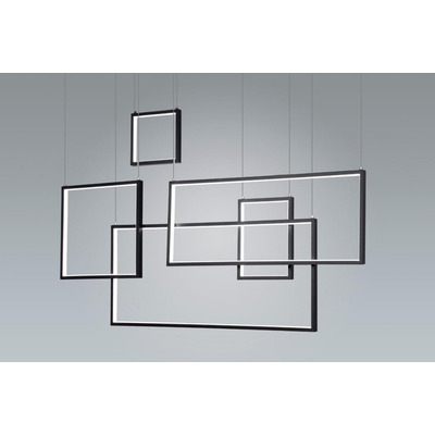 Colgante Led Rectangle L Negro 80w Deco Moderno Premium Gmg 