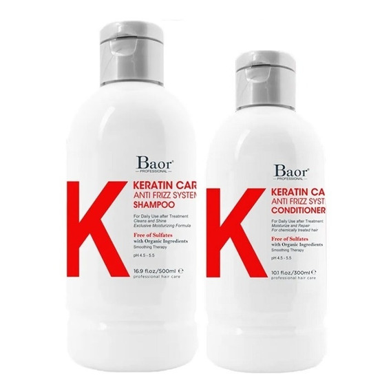 Shampoo Post Alisado + Acondicionador Baor K Keratin Care