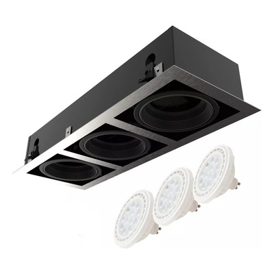 Embutido Cardanico 3 Luces Acero Con Lampara Led Ar111