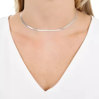 Colar Choker De Malha Fina Banhado Prata 925 Garantia Luxo