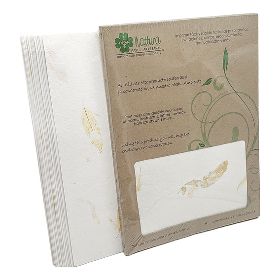 Papel Artesanal Marfil Con Hoja Clara, Carta,invitaciones