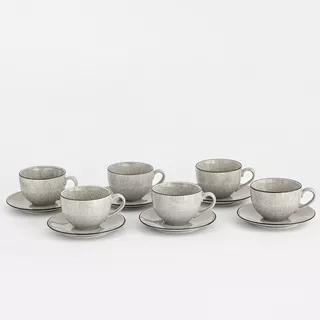 Set X6 Taza Con Plato De Porcelana Pedra Rocha Vajilla Mug 