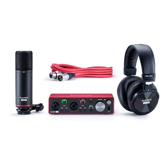 Kit De Grabacion Focusrite Scarlett 2i2 Studio 3ra Generaci Color Rojo