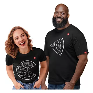 Camiseta Casal Conjunto Fatia Pedaço Metade Pizza Namorados