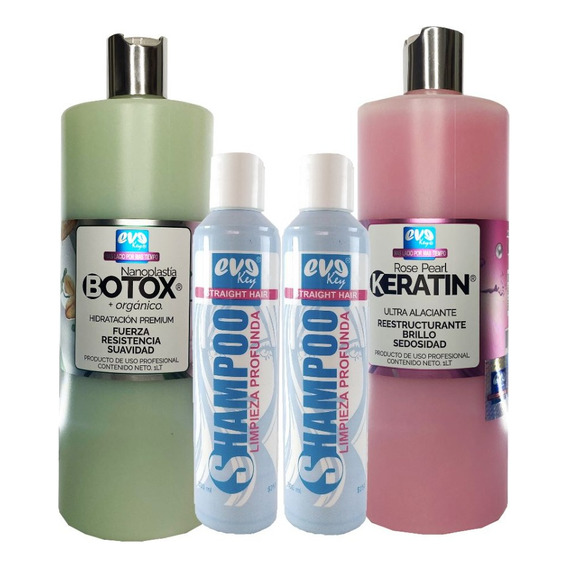 Kit 1 Keratina Rosa - 1 Bottox Reparador + 2 Shampoos 350 Ml