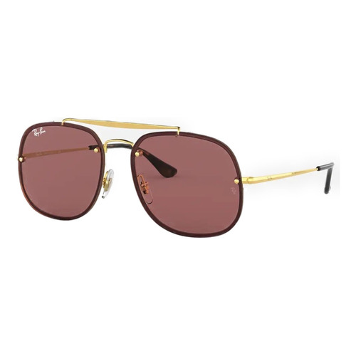 Anteojos de sol Ray-Ban General Blaze Standard con marco de acero color polished gold, lente violet de poliamida clásica, varilla polished gold de acero - RB3583N