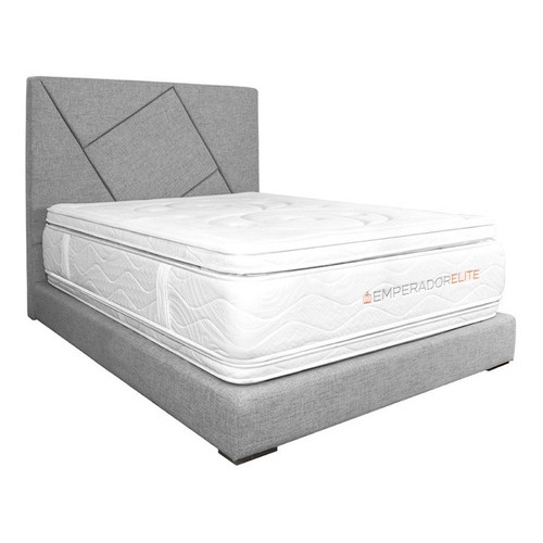 Colchón Sencillo de espuma Romance Relax Emperador Pantom + base gris - 120cm x 190cm x 61cm con pillow