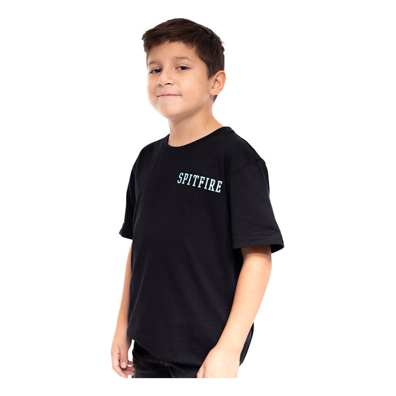 Polera Niño Spitfire Ride The Fire Negro Celeste