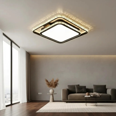 Plafon Moderno Praga Cuadarado Led Cct Diseño 50cm 62w Negro