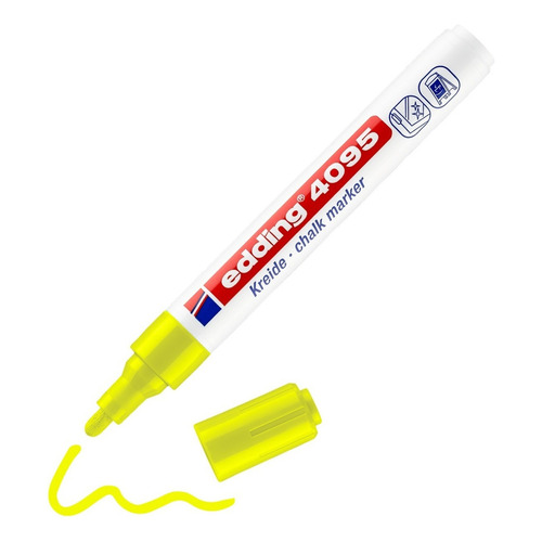 Marcador Edding 4095 Amarillo Fluo Tiza Chalk Vidrio X 10 Un