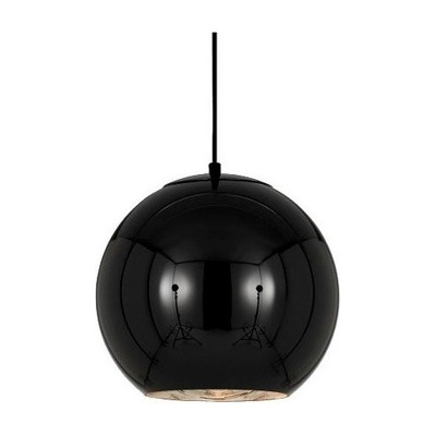 Colgante Vidrio Negro 15cm Espejo Deco Moderno Apto Led Tom