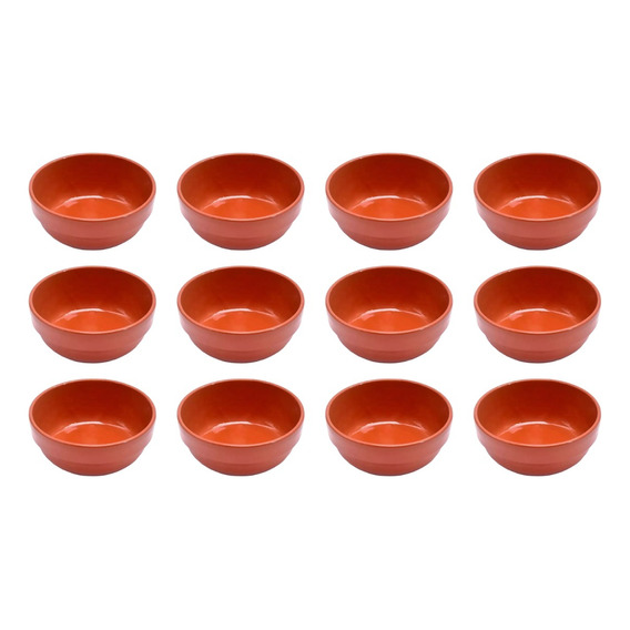 Set X 12 Cazuelas De Barro Esmaltadas Apilables 10cm