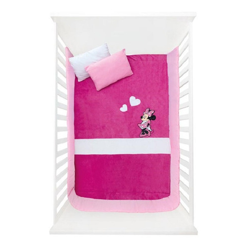 Cobertor Bordado Bebé Viajero Minnie Mouse Chiqui Mundo Color Rosa