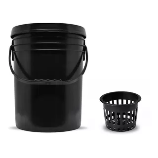 Balde 20l Tacho Negro Con Tapa Liquidos Cultivo Hidroponia 