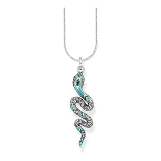 Collar Mujer Dama Dije Serpiente Azul Cristal Zirconia