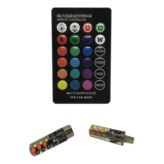 Kit Led Posicion T10 Rgb Colores Control Auto 12v Full