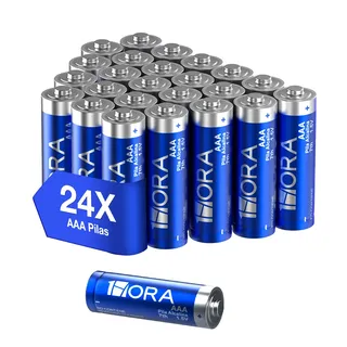 Pilas Alcalinas 1hora Aaa De Larga Duración, Pack Con 24 Unidades Para Control Remoto Y Dispositivos Diarios
