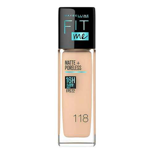 Base Líquida Maybelline Fit Me Matte + Poreless Fps 22 30ml Tono 118 Light beige