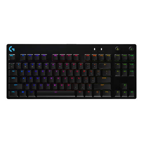 Teclado gamer Logitech G Pro X QWERTY inglés internacional color negro con luz RGB