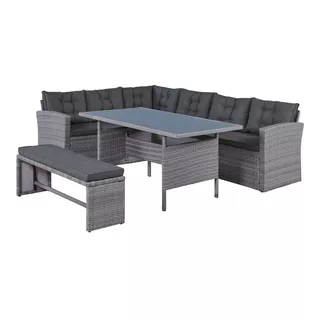 Juego Living Exterior Sillones Rattan Esquinero Mesa Premium