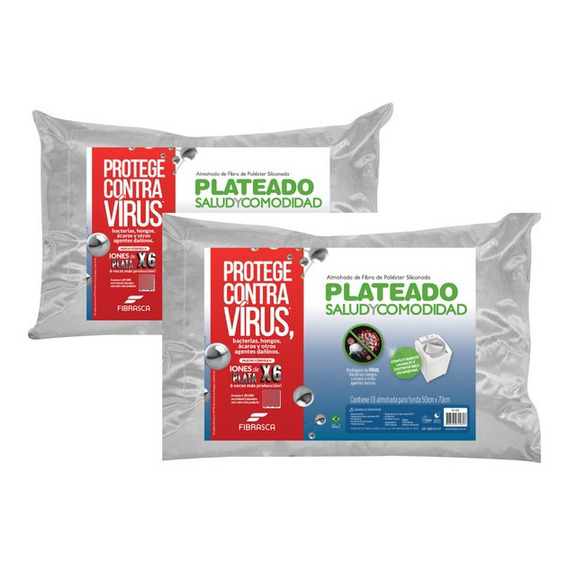 Almohadas Plateado Antivirus Lavable (pack 2)