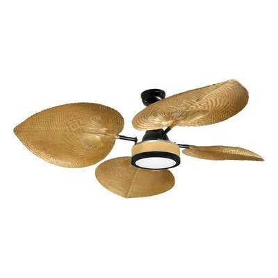 Ventilador De Techo Verona Roble Palas Rattan Con Led 18w