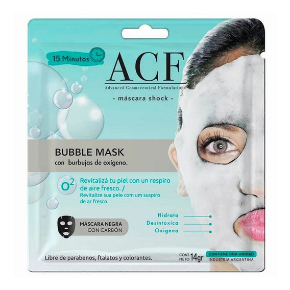 Acf Bubble Máscara Facial Burbujas Revitalizante Apto Vegano Tipo de piel Todo tipo de piel